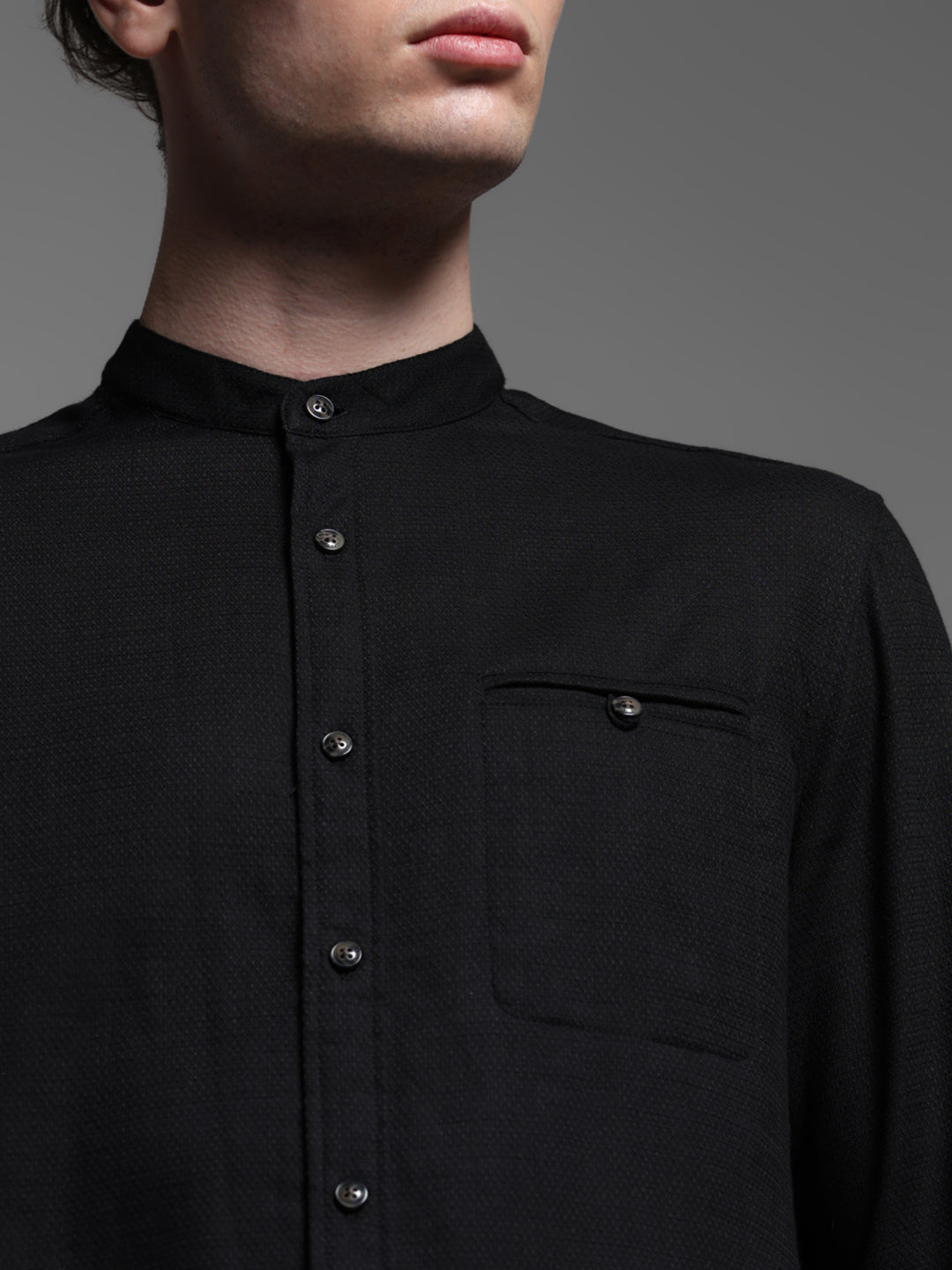 Black Dobby Cotton Shirt