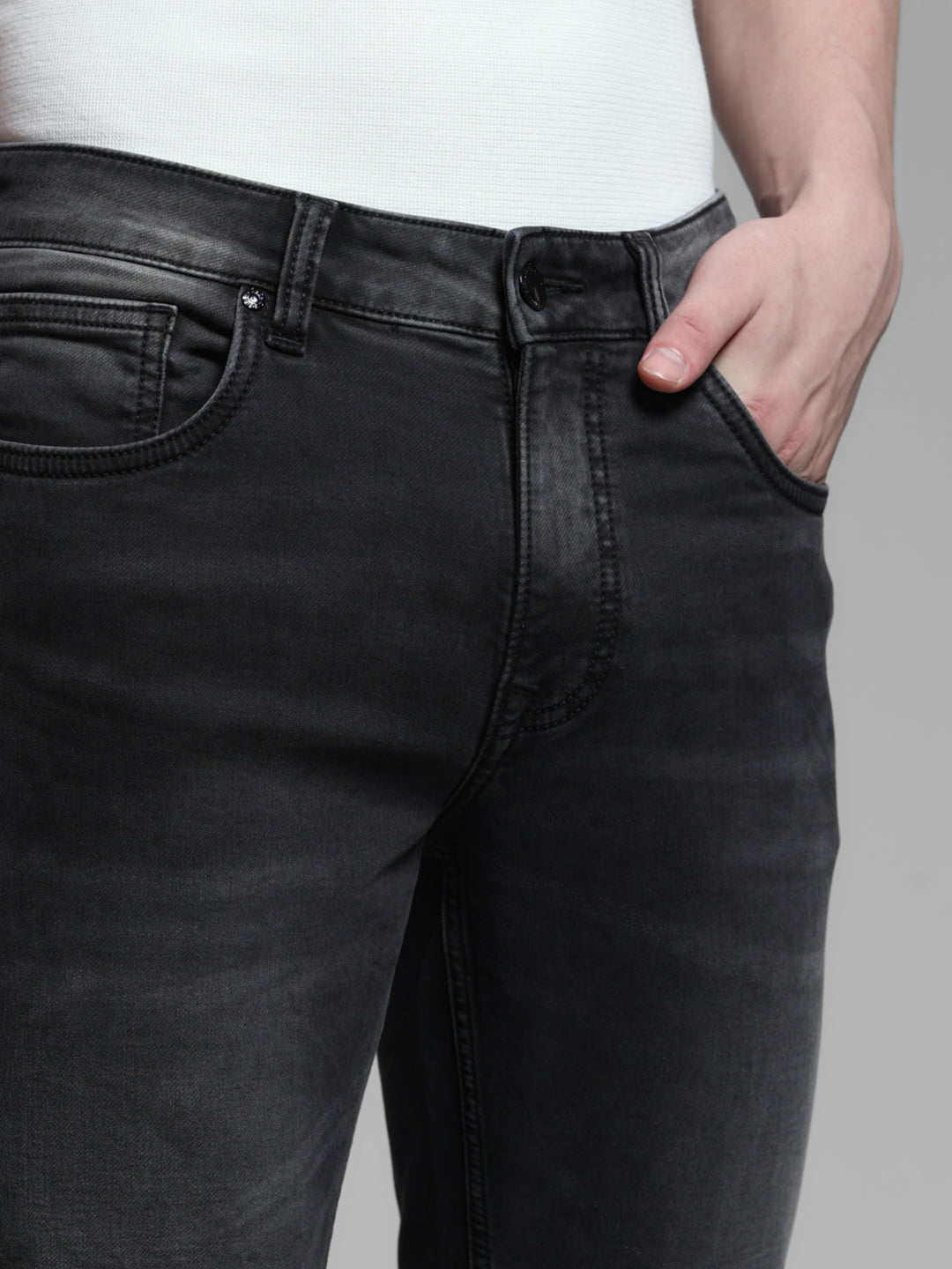 Black Washed Knitted Skinny Jeans