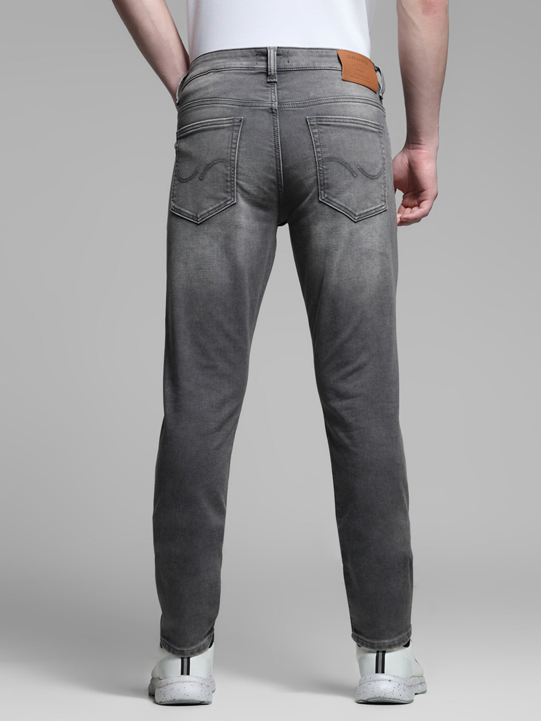 Grey Washed Knitted Slim Fit Jeans
