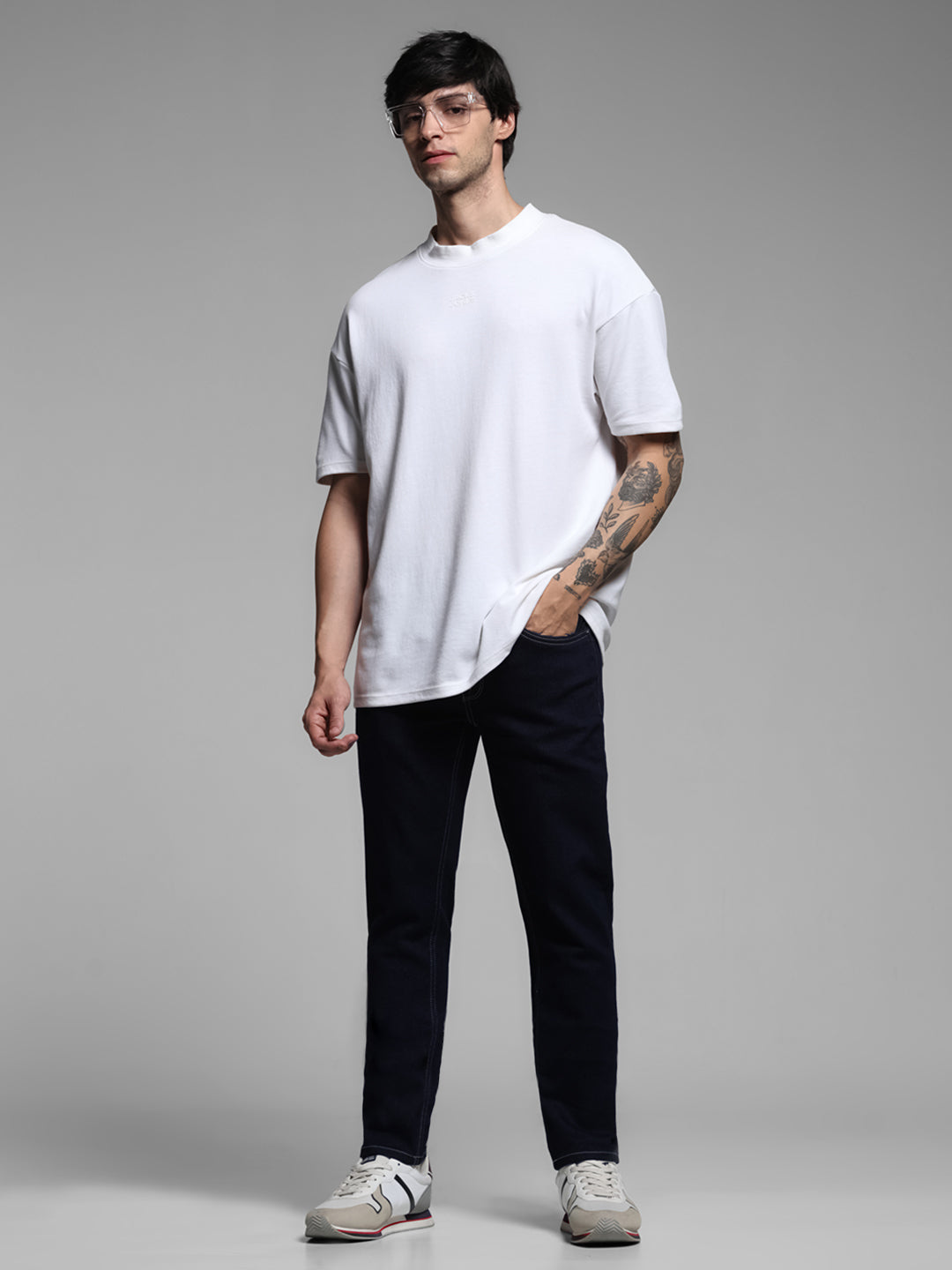 Dark Blue Contrast Stitch Skinny Jeans