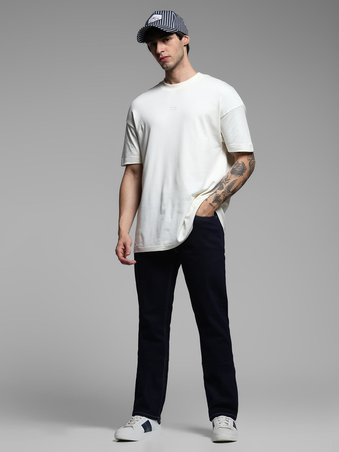 Dark Blue Contrast Stitch Regular Fit Jeans