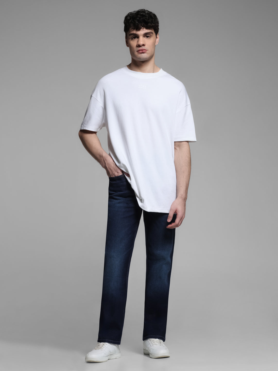 Dark Blue Washed Bootcut Jeans