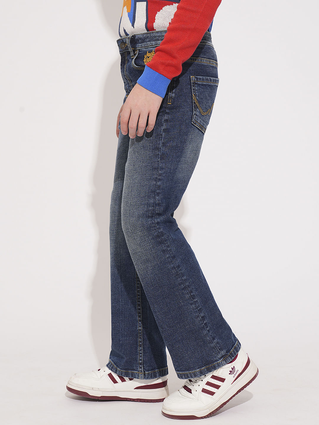 Boys Blue Mid Rise Bootcut Jeans