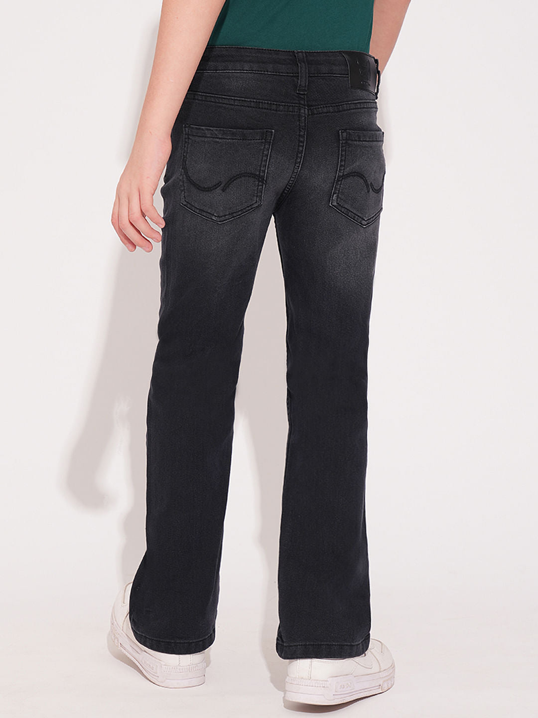 Boys Black Mid Rise Bootcut Jeans