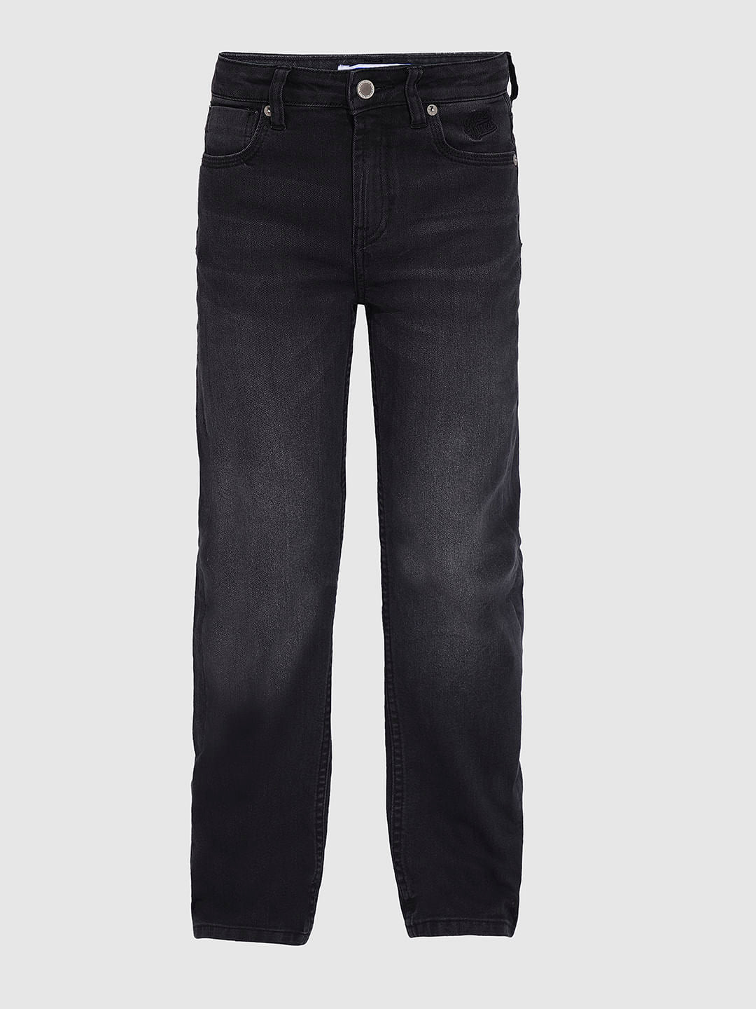 Boys Black Mid Rise Bootcut Jeans