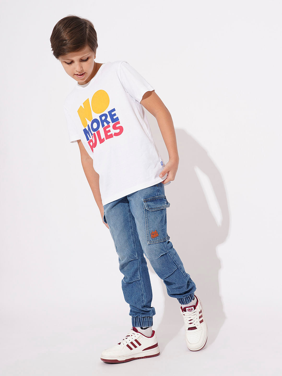 Boys Blue Cargo Denim Joggers