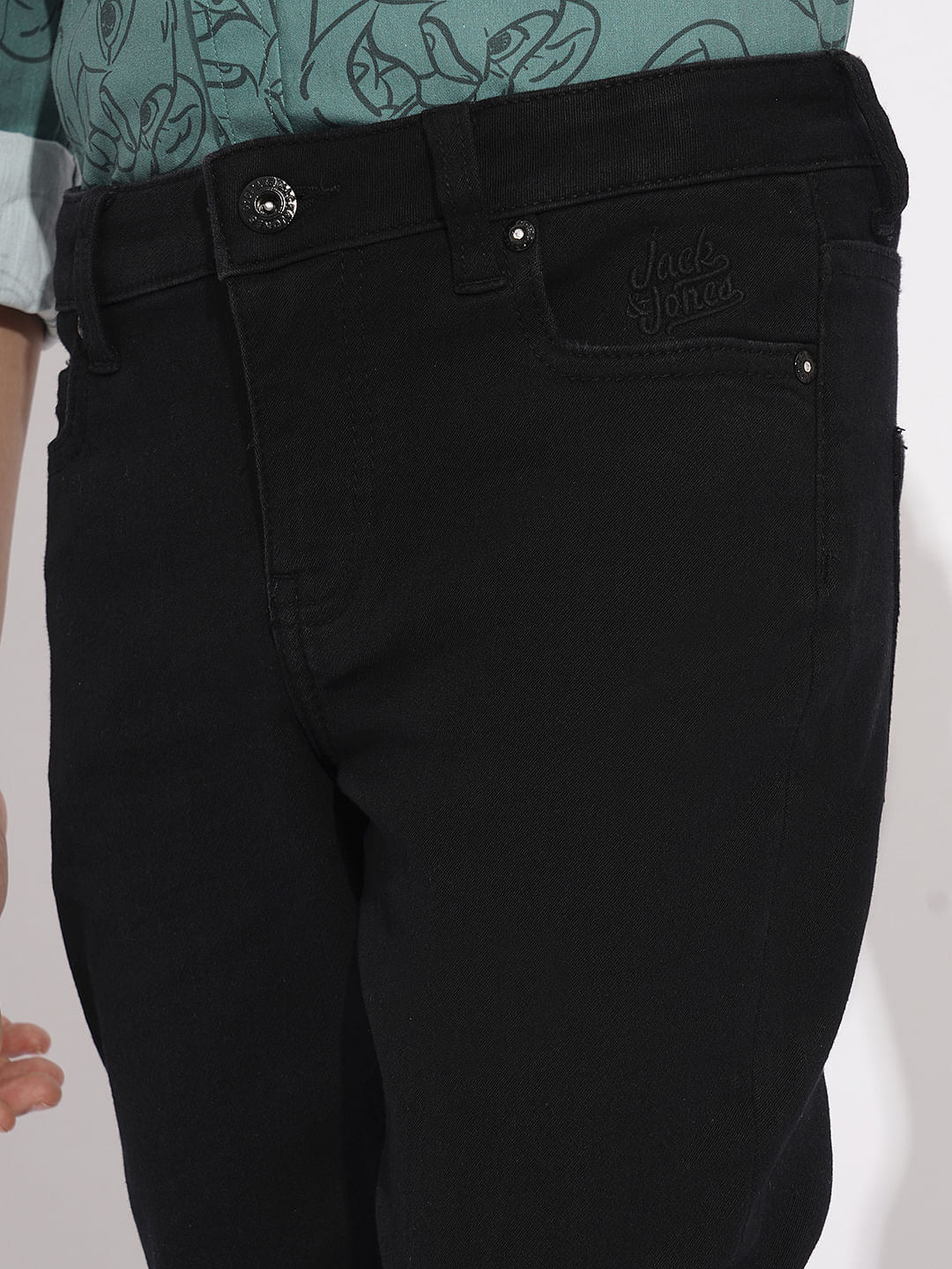 BOYS Black Mid Rise Clark Regular Fit Jeans