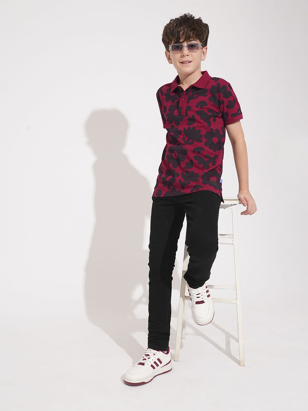 Boys Black Mid Rise Slim Fit Jeans