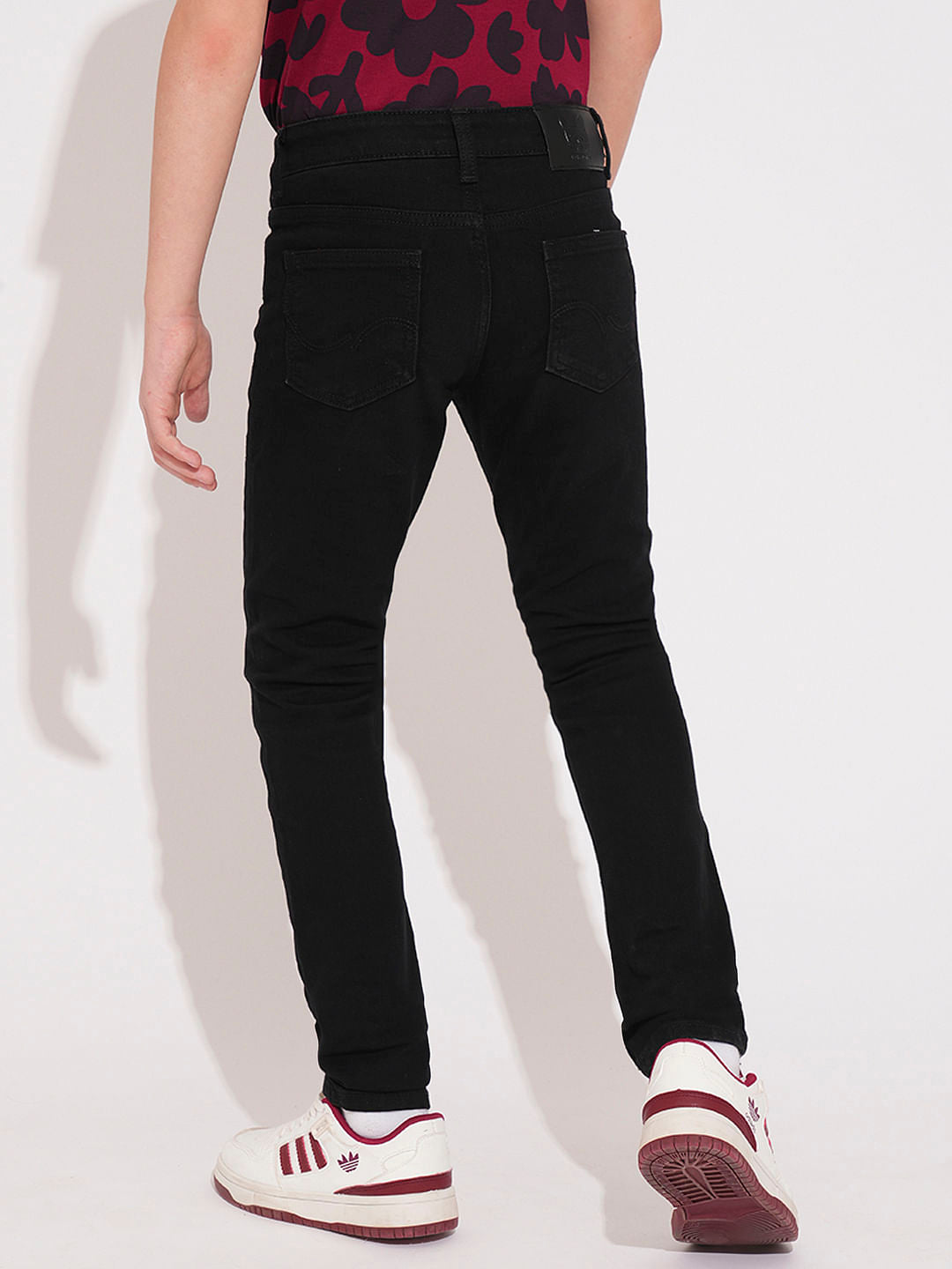 Boys Black Mid Rise Slim Fit Jeans