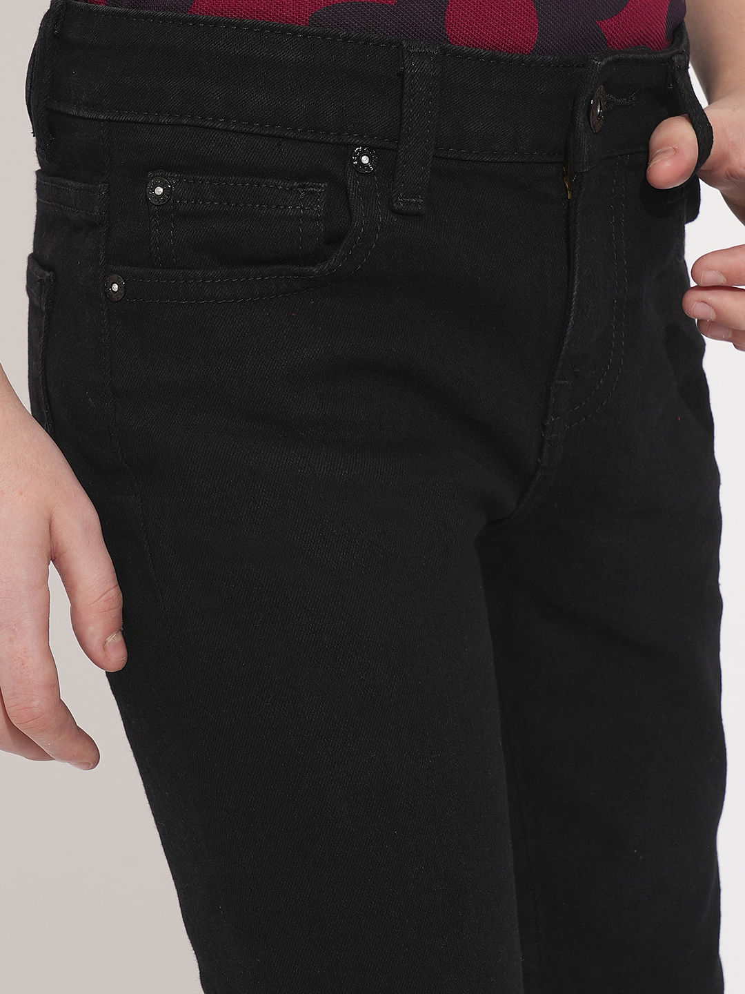 Boys Black Mid Rise Slim Fit Jeans