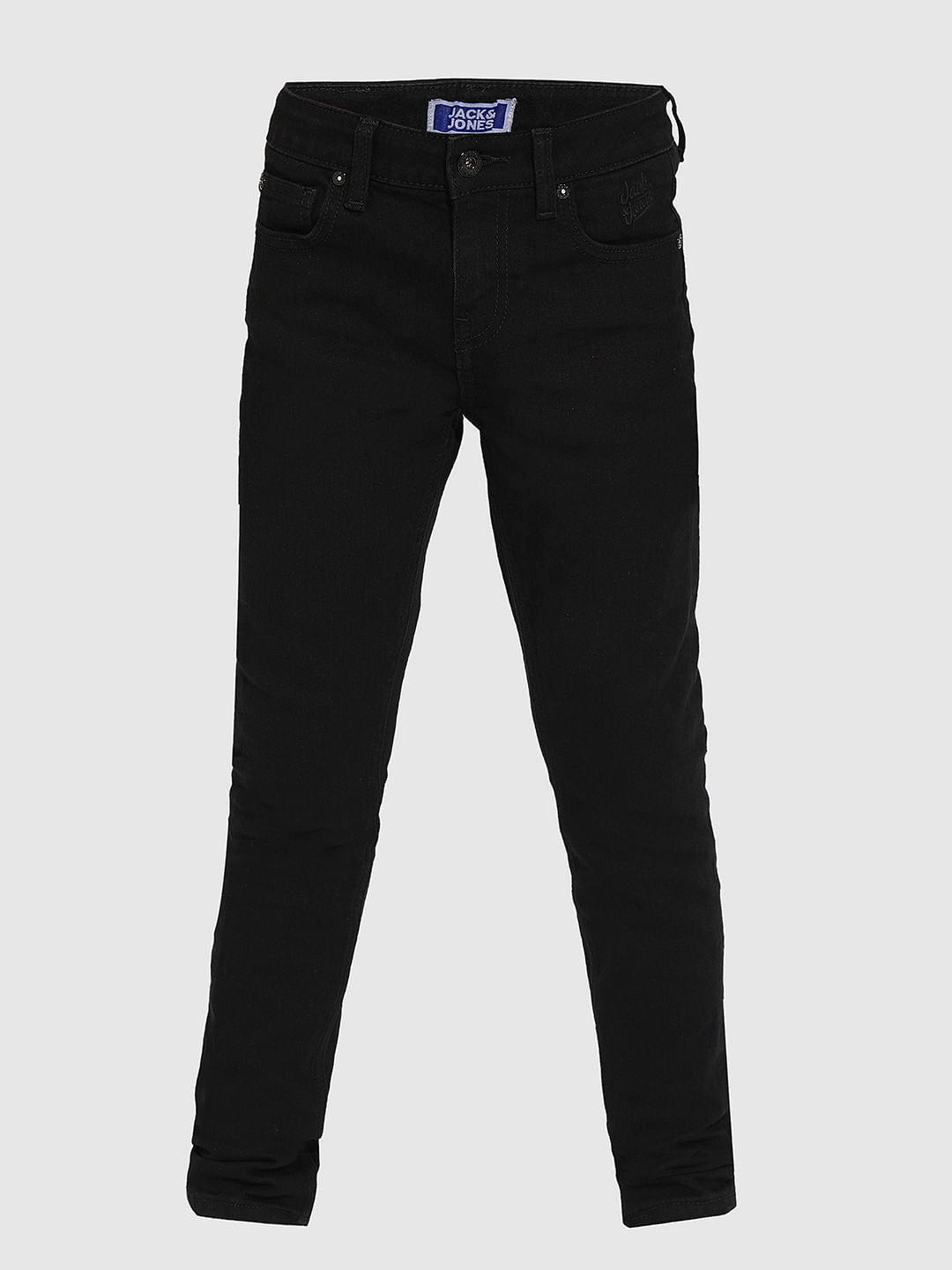 Boys Black Mid Rise Slim Fit Jeans
