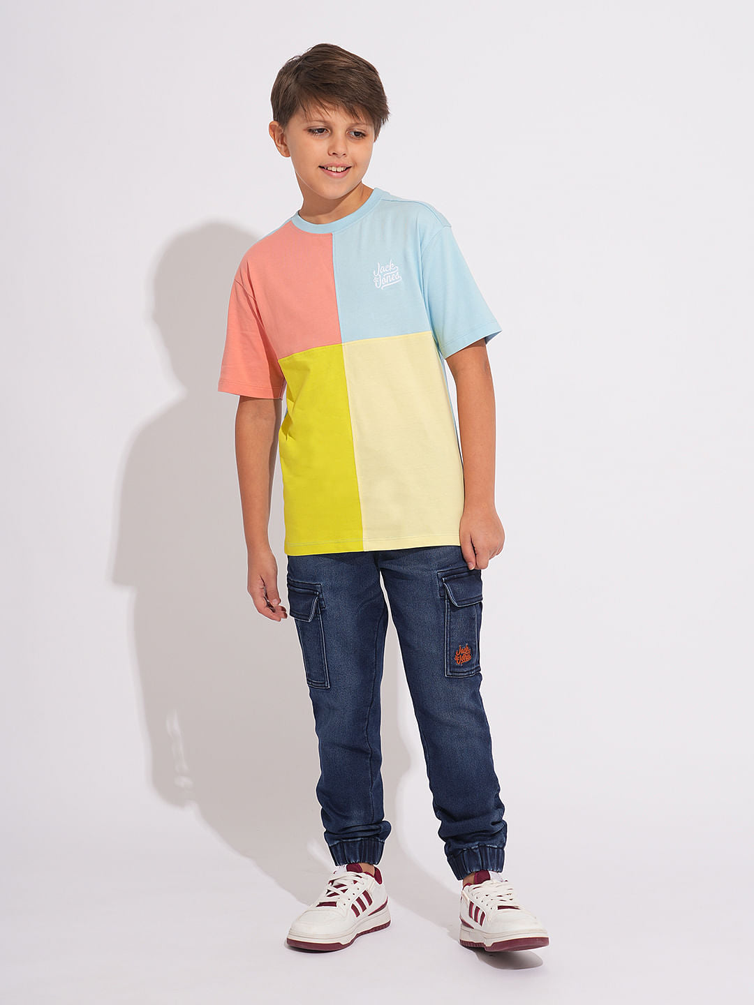 Boys Blue Patch Pocket Denim Joggers