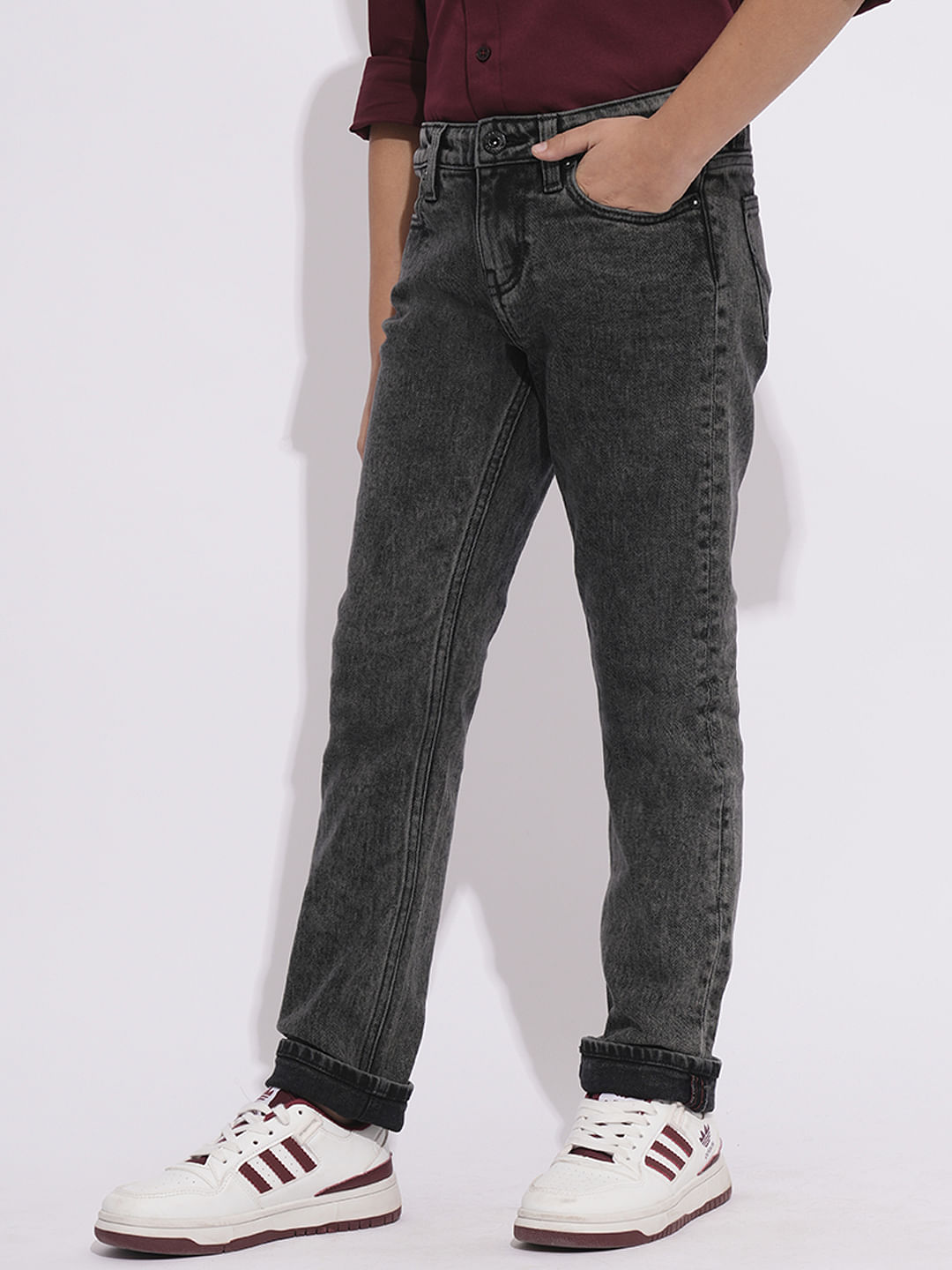 Dark Grey Washed Clark Regular Fit Jeans