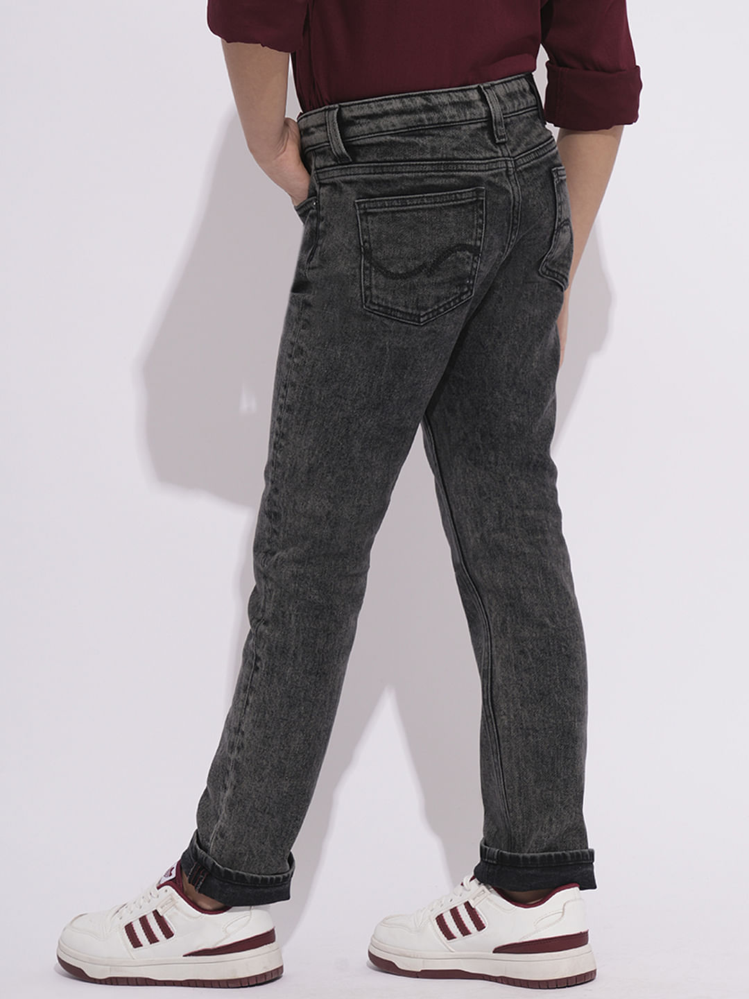 Dark Grey Washed Clark Regular Fit Jeans