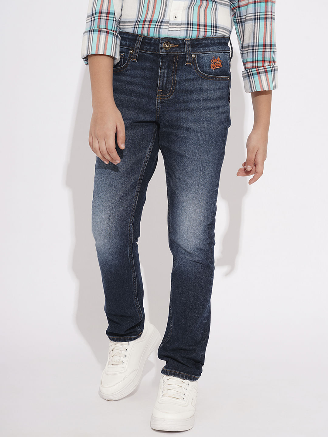 BOYS Dark Blue Washed Regular Fit Jeans