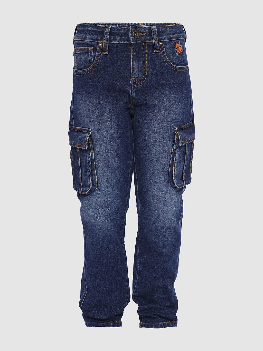 BOYS Dark Blue Patch Pockets Regular Fit Jeans