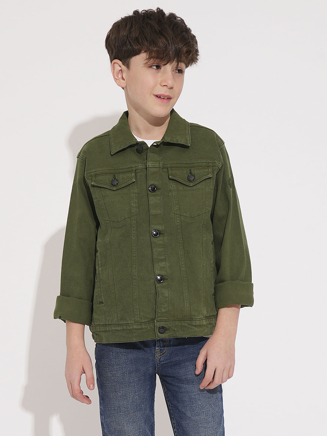 Boys Green Denim Jacket