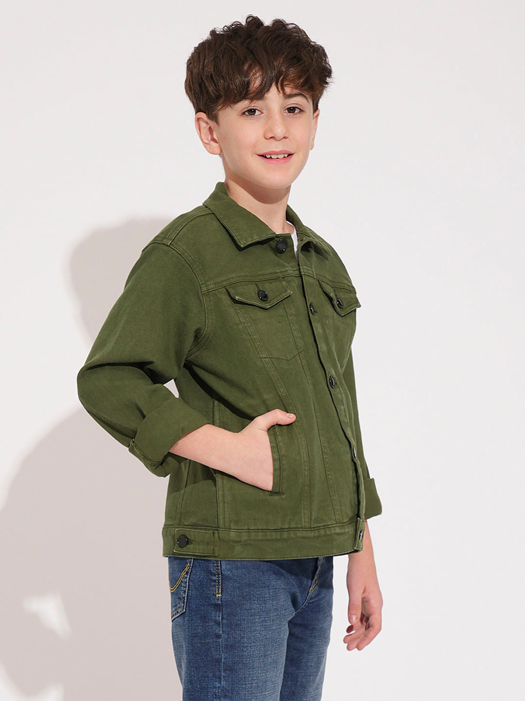 Boys Green Denim Jacket