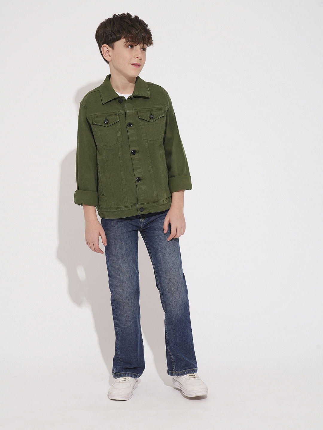 Boys Green Denim Jacket
