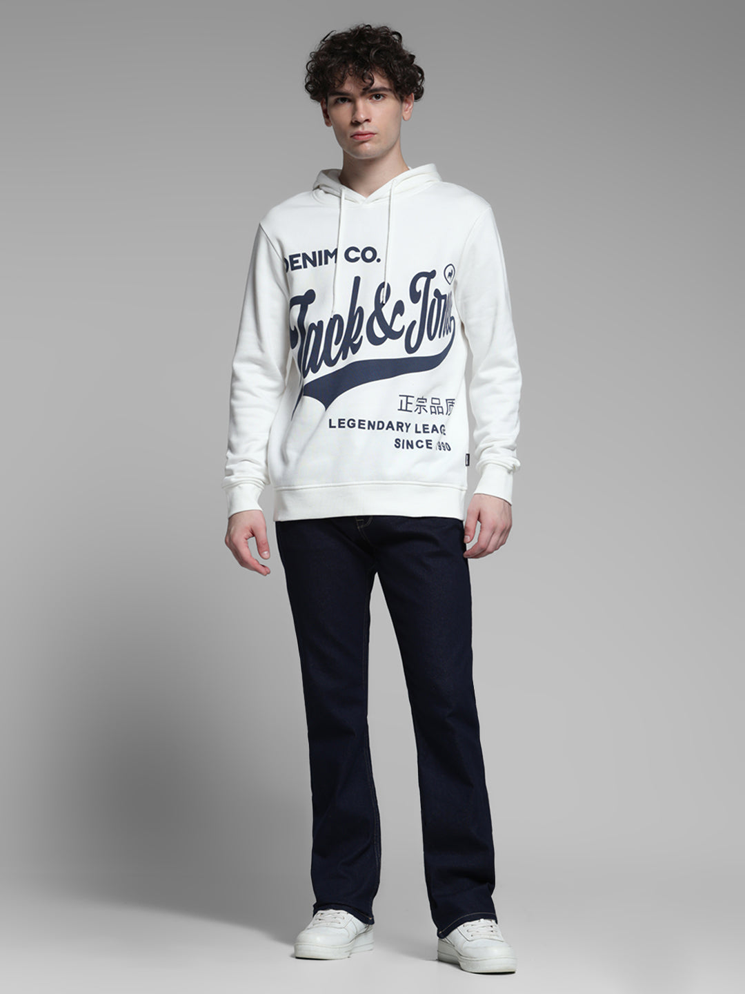 White Printed Hooded Sweatshirt