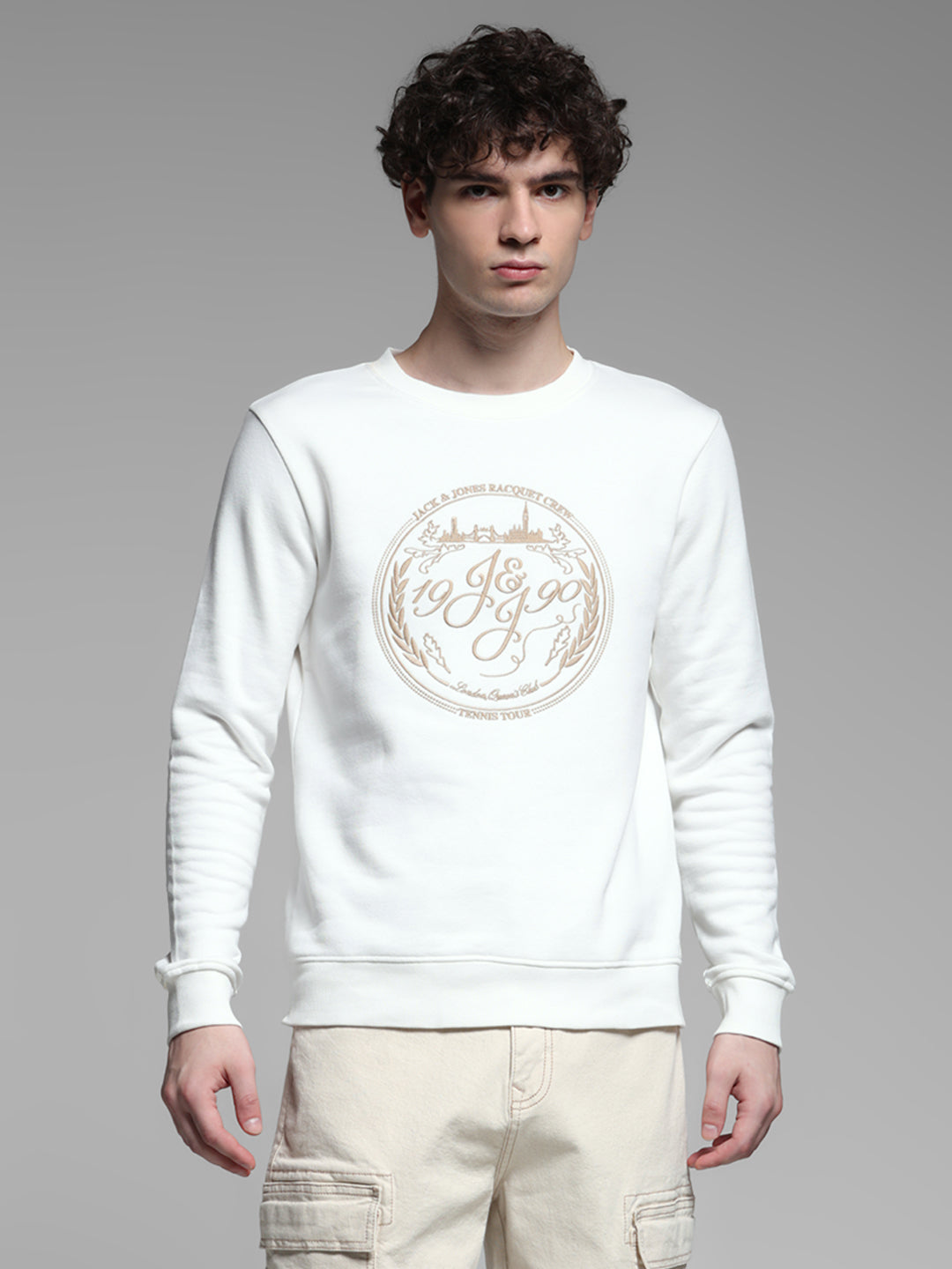 White Embroidered Sweatshirt