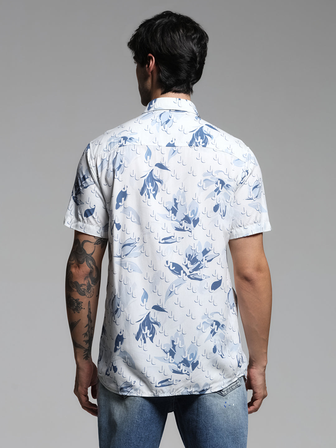 White Floral Print Shirt