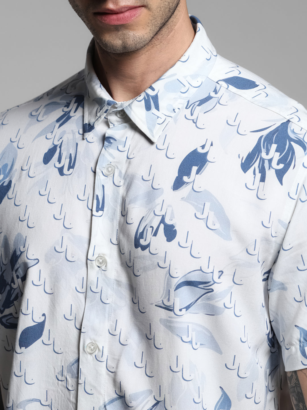 White Floral Print Shirt