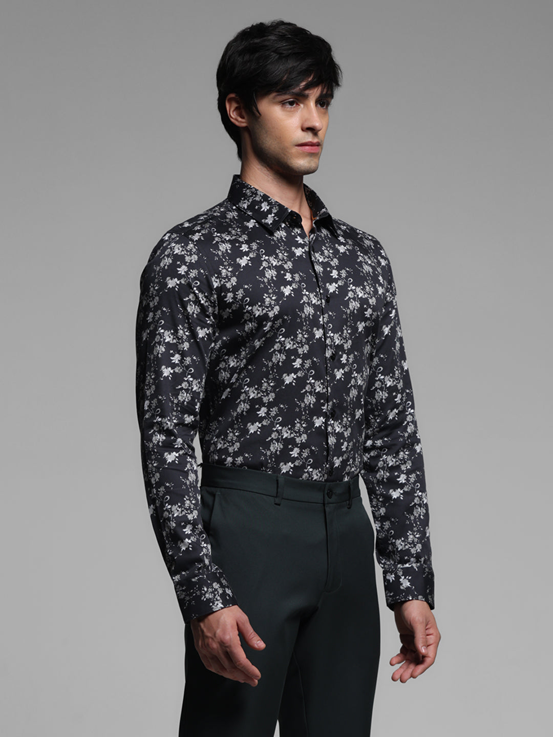 Black Floral Print Shirt