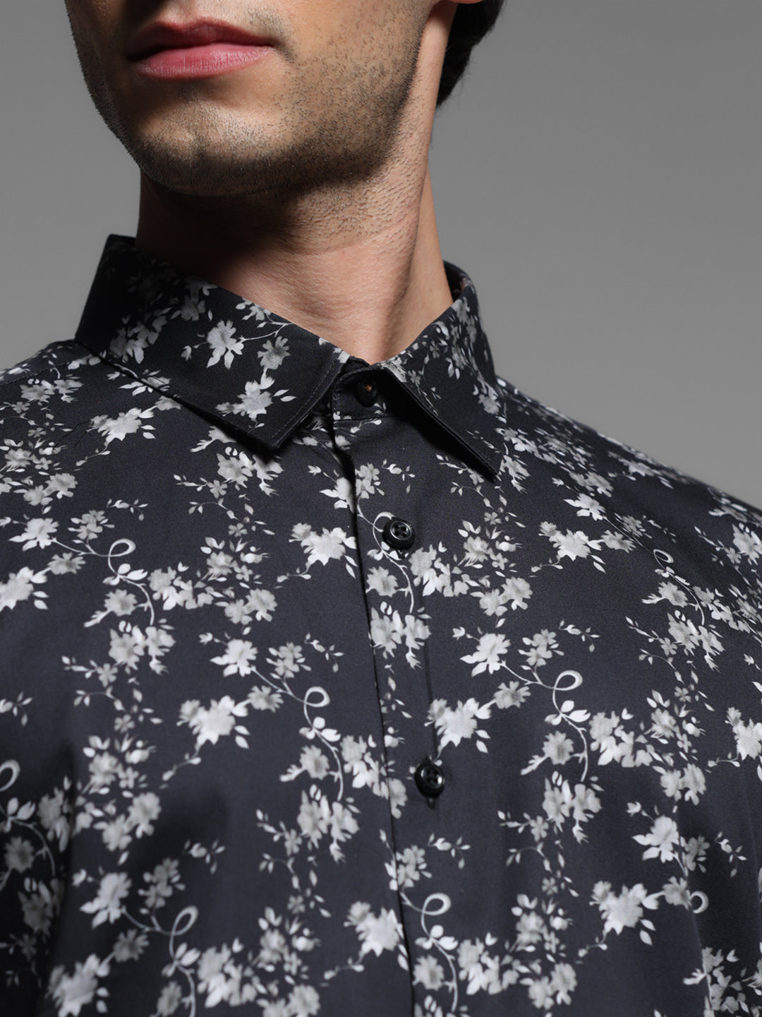 Black Floral Print Shirt