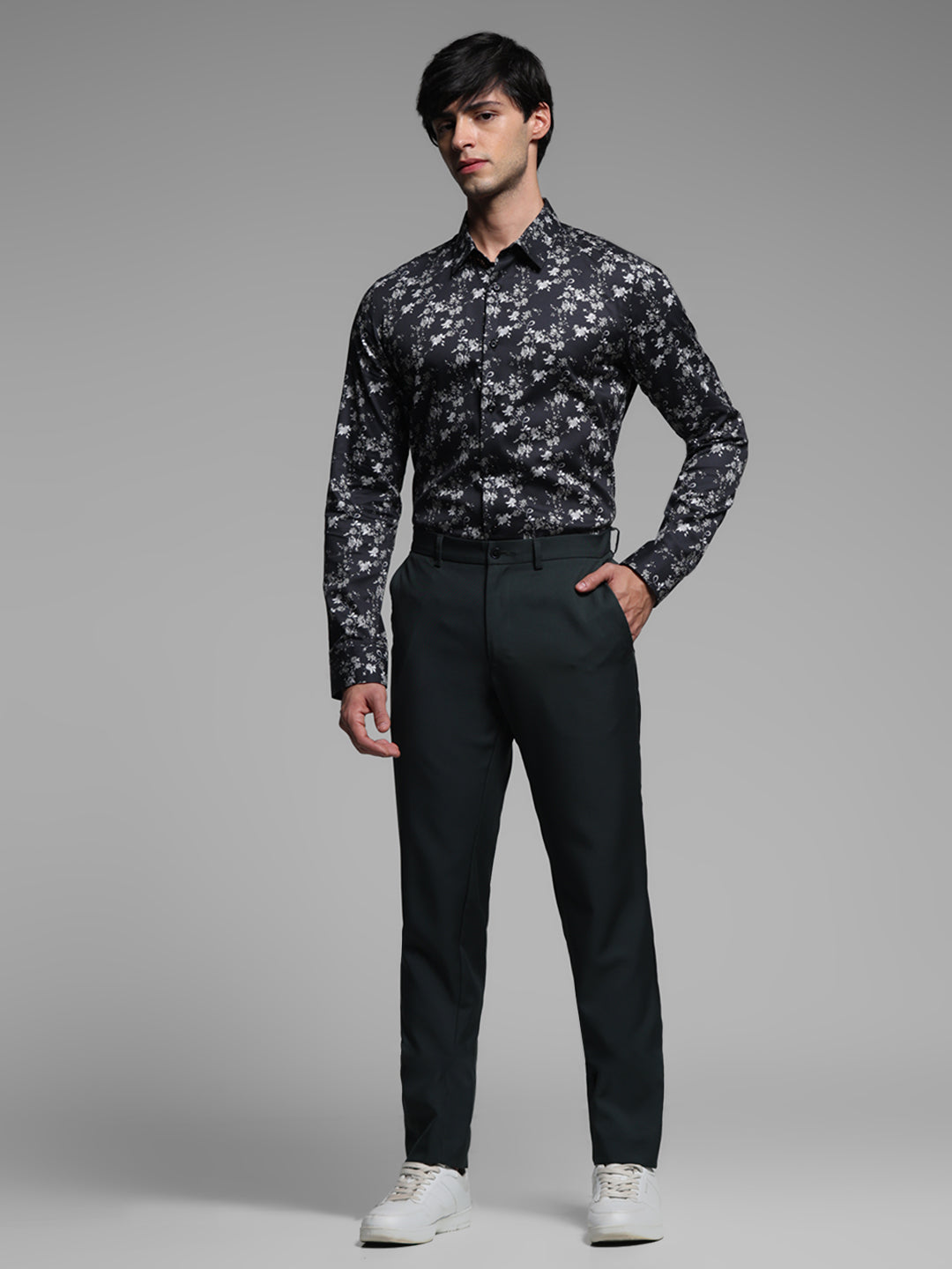 Black Floral Print Shirt