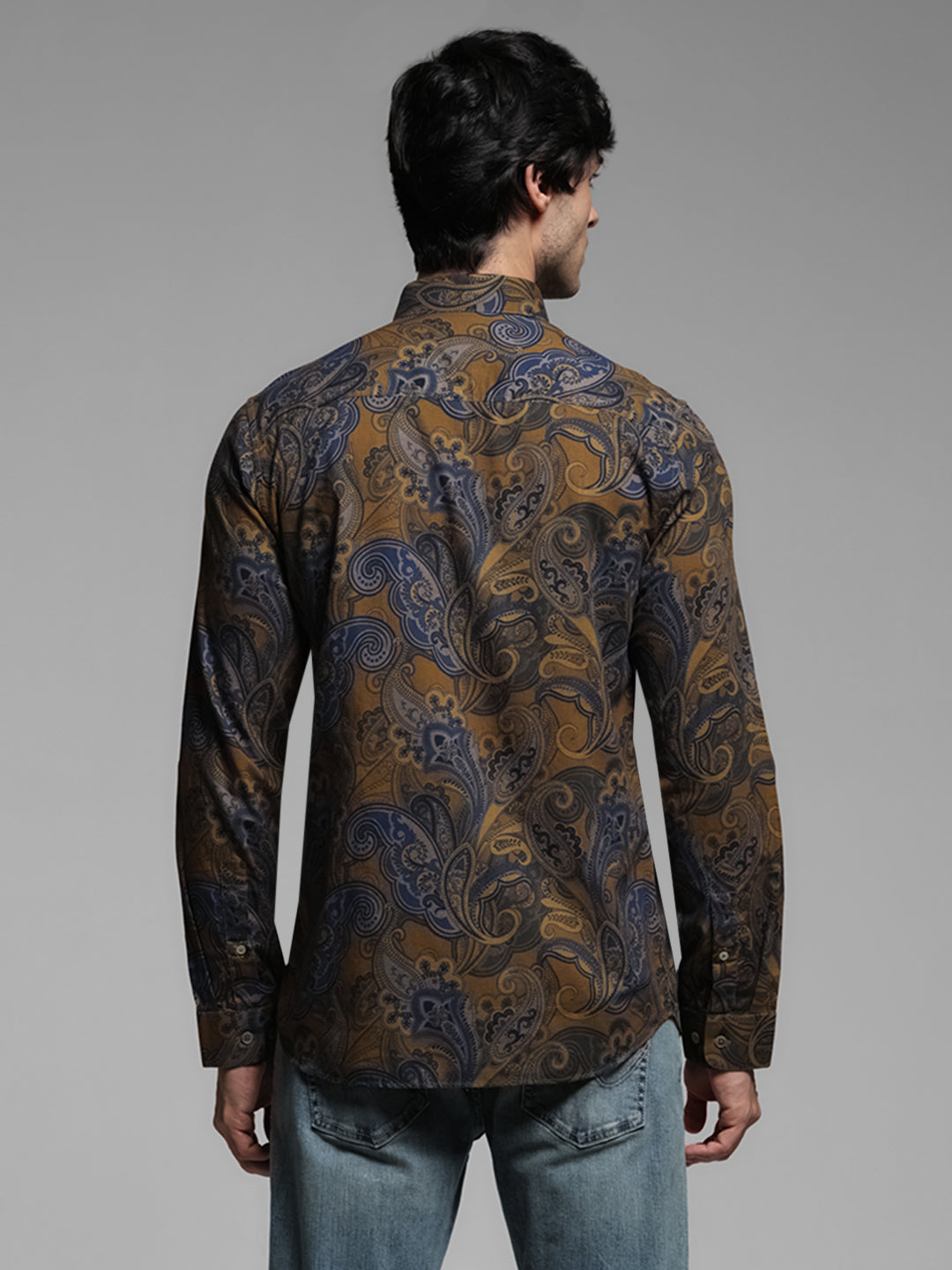 Brown Printed Cotton Shirt