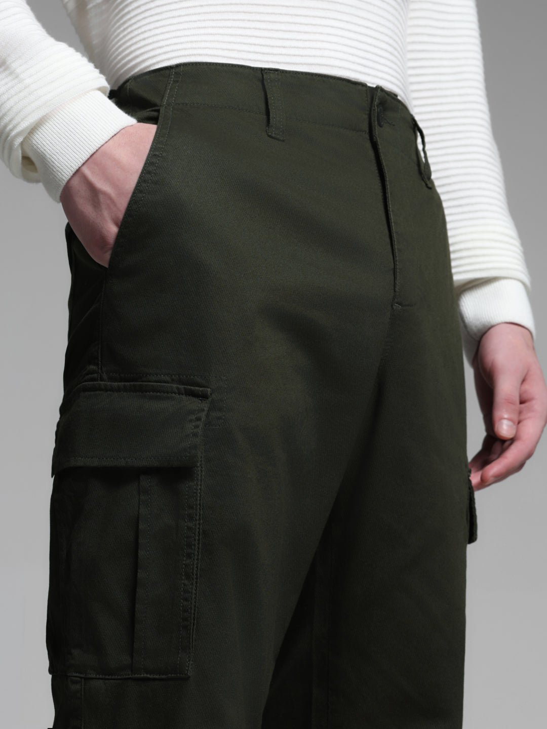 Olive Green Anti Fit Cargos