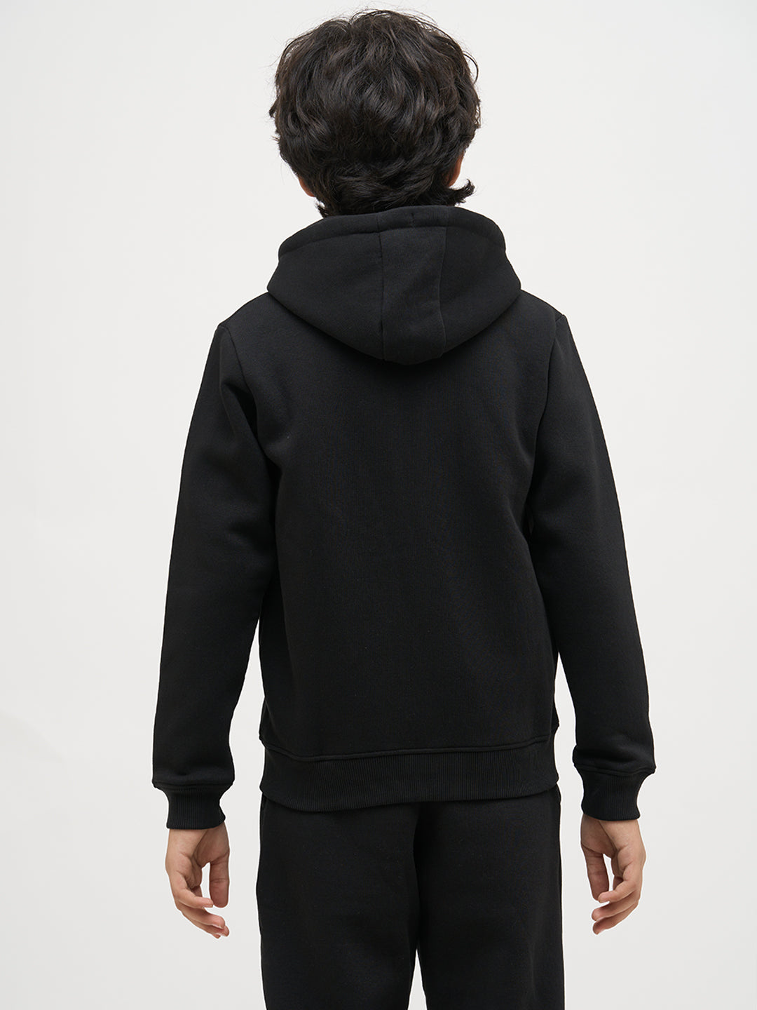 Boys Black Zip-Up Hooded Sweatshirt