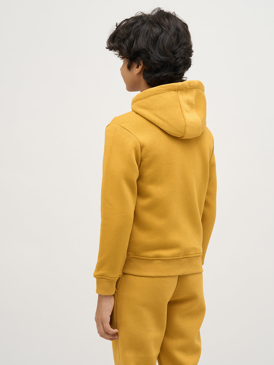 Boys Yellow Zip-Up Hooded Sweatshirt