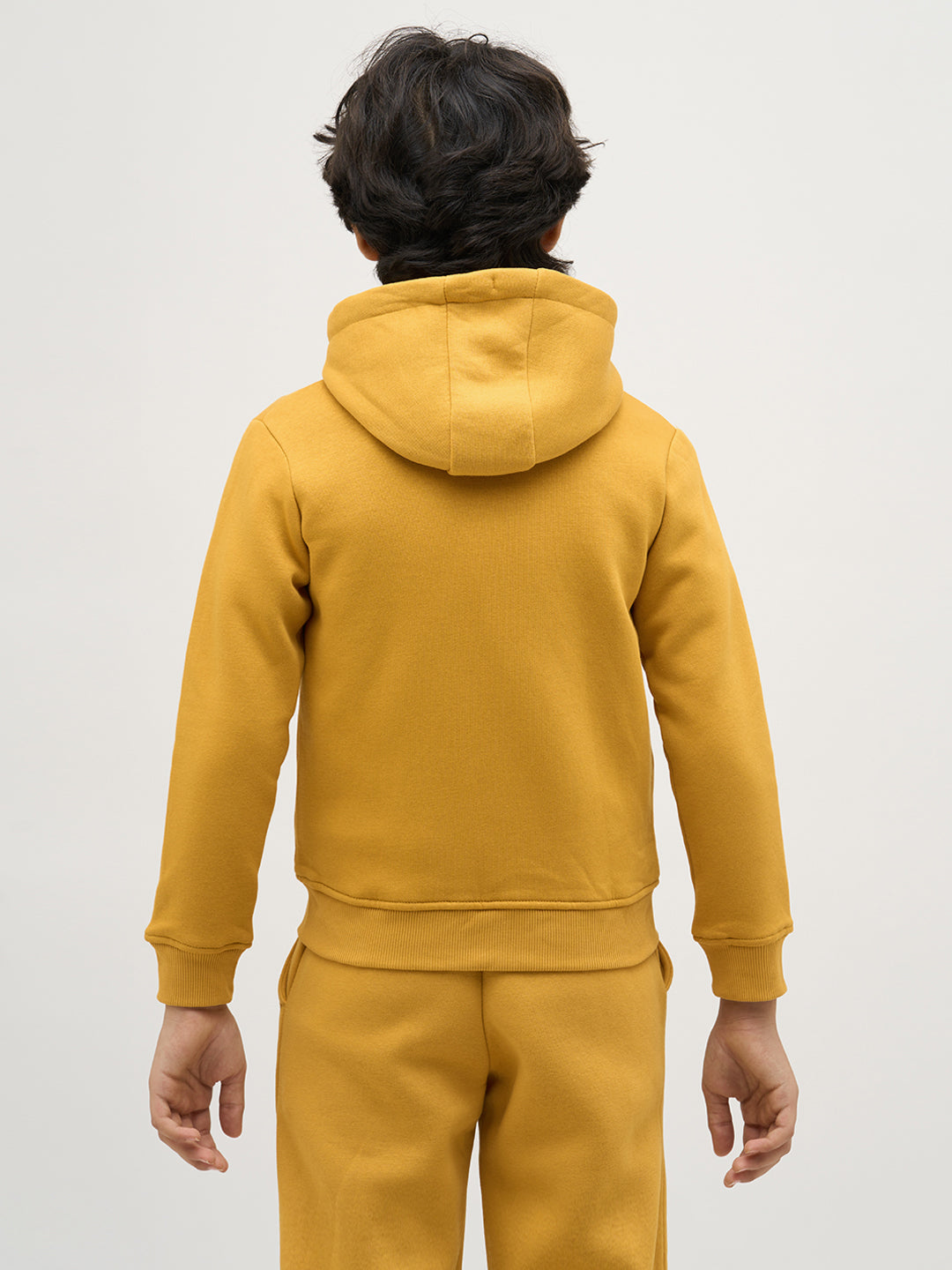 Boys Yellow Zip-Up Hooded Sweatshirt