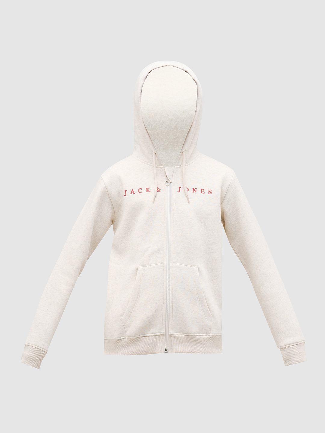 Boys White Zip-Up Hooded Sweatshirt