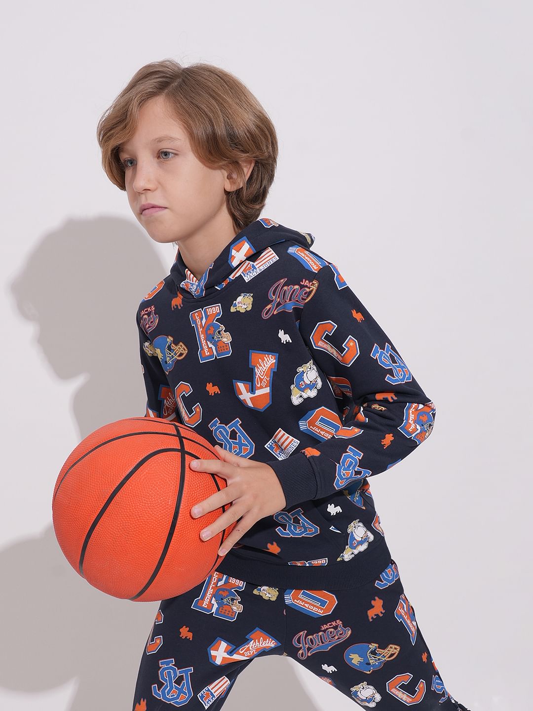 Boys Blue Printed Co-ord Set Sweatshirt