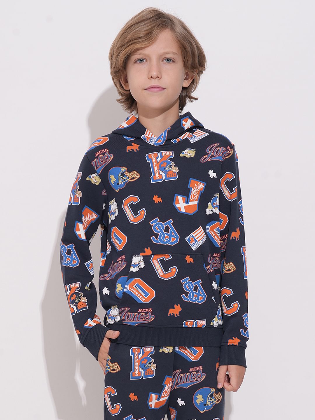 Boys Blue Printed Co-ord Set Sweatshirt
