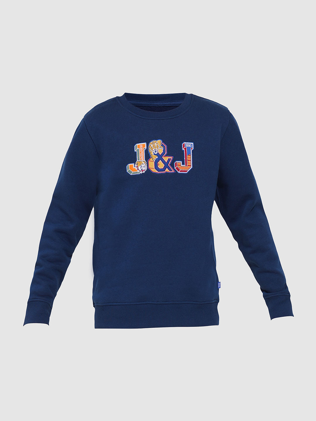 Boys Blue Applique Patchwork Sweatshirt