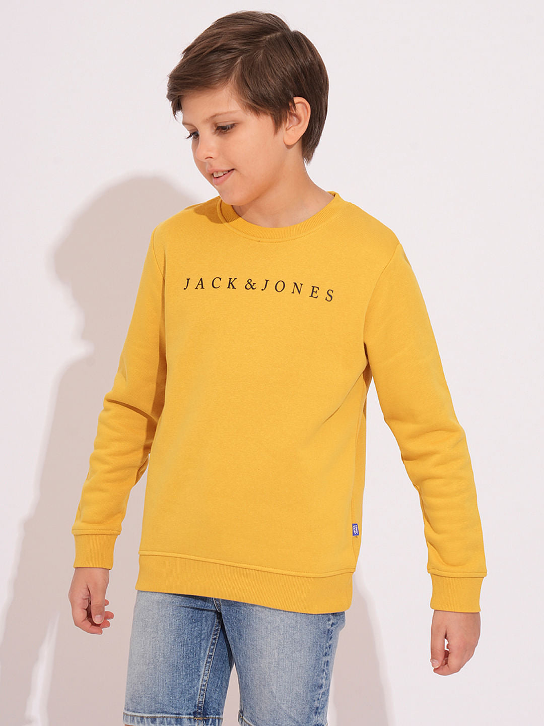 Boys Yellow Logo Print Sweatshirt