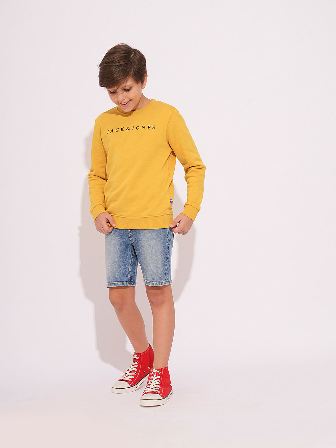 Boys Yellow Logo Print Sweatshirt