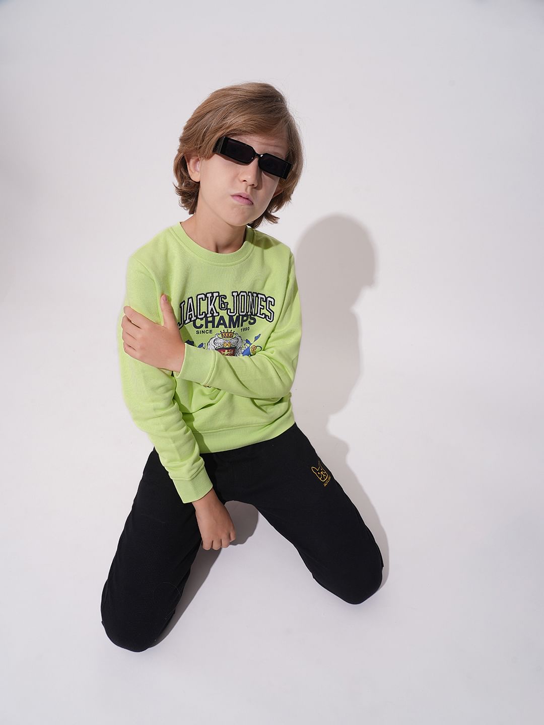 Boys Pastel Green Printed Sweatshirt