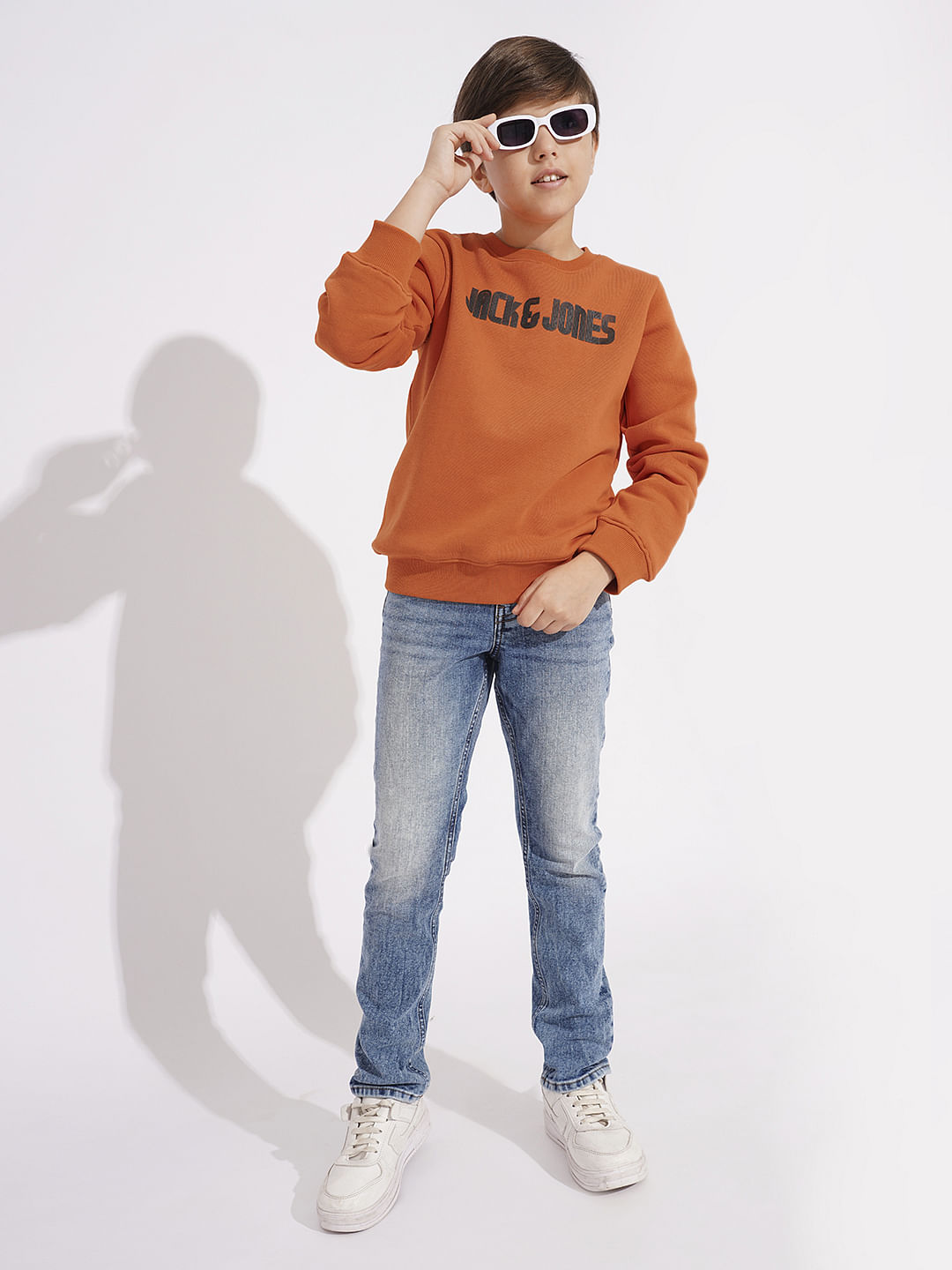 Boys Orange Logo Print Sweatshirt