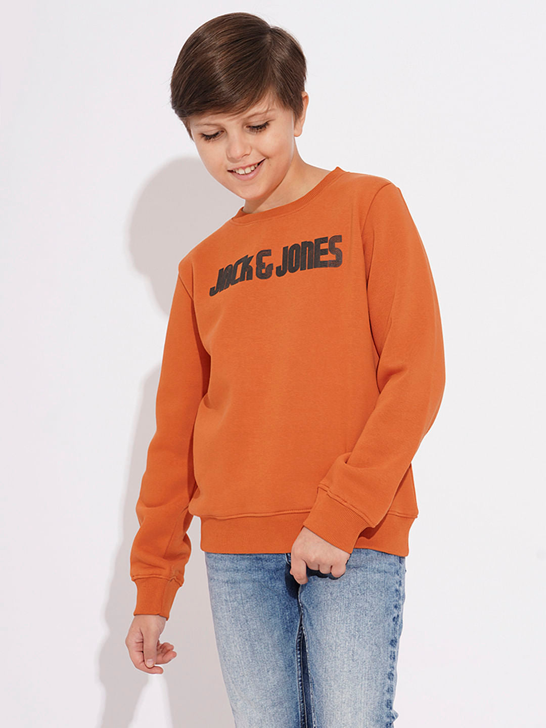 Boys Orange Logo Print Sweatshirt