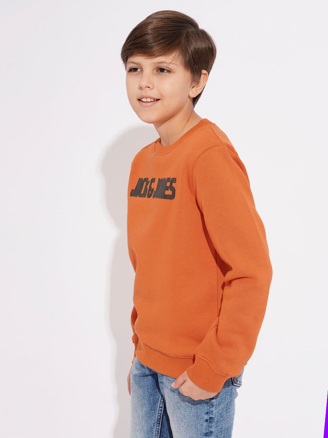Boys Orange Logo Print Sweatshirt