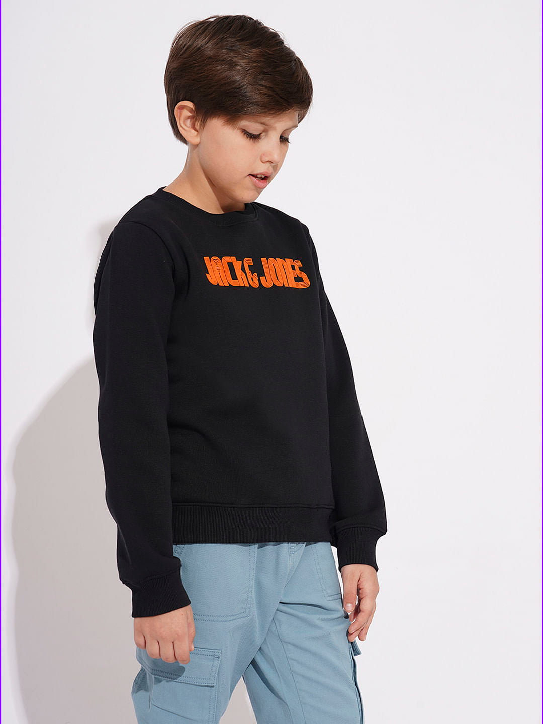Boys Black Logo Print Sweatshirt