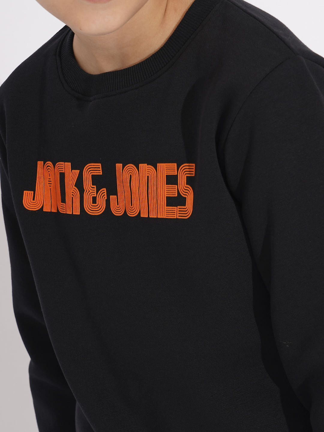 Boys Black Logo Print Sweatshirt