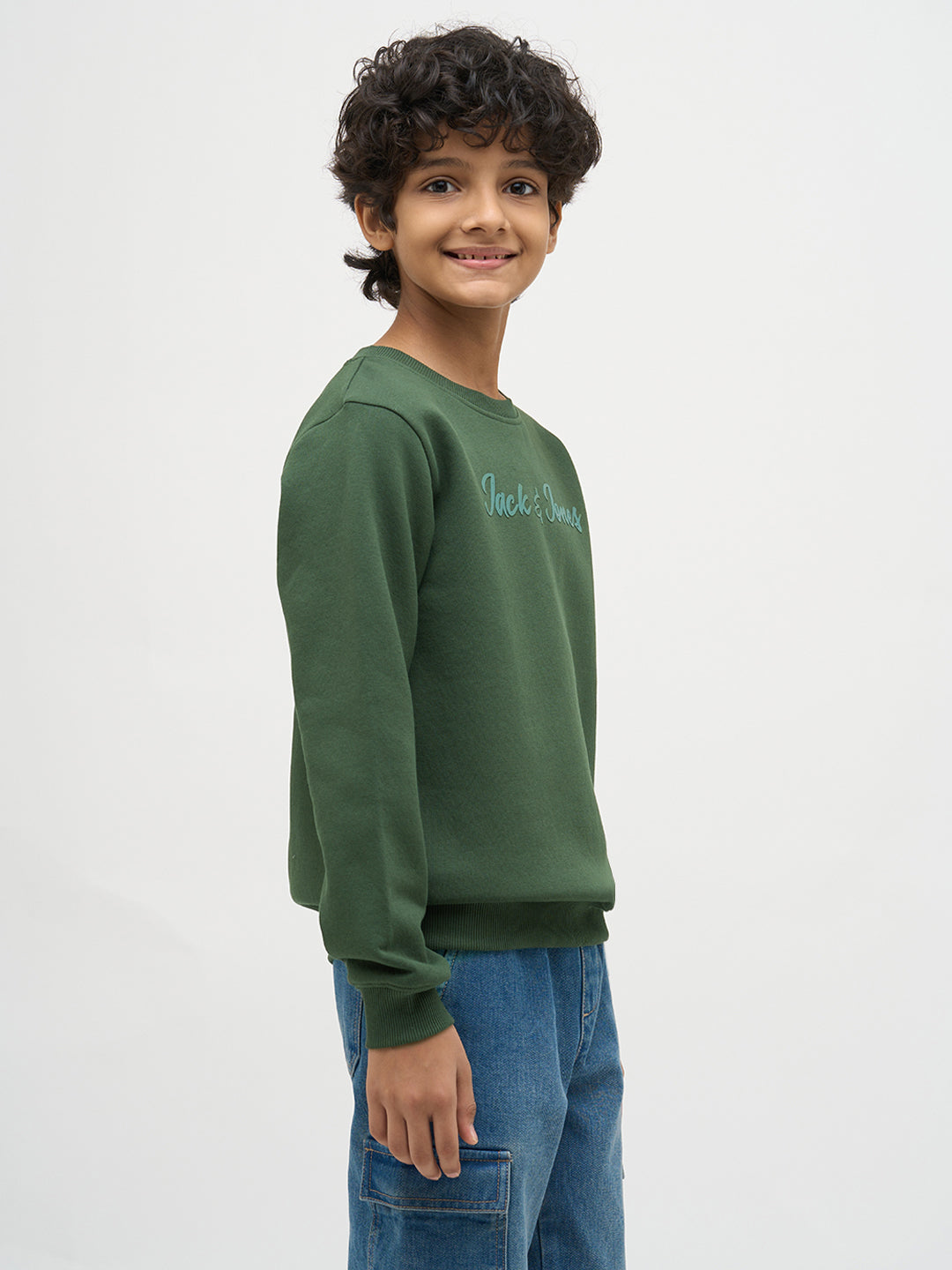 Boys Green Logo Text Sweatshirt