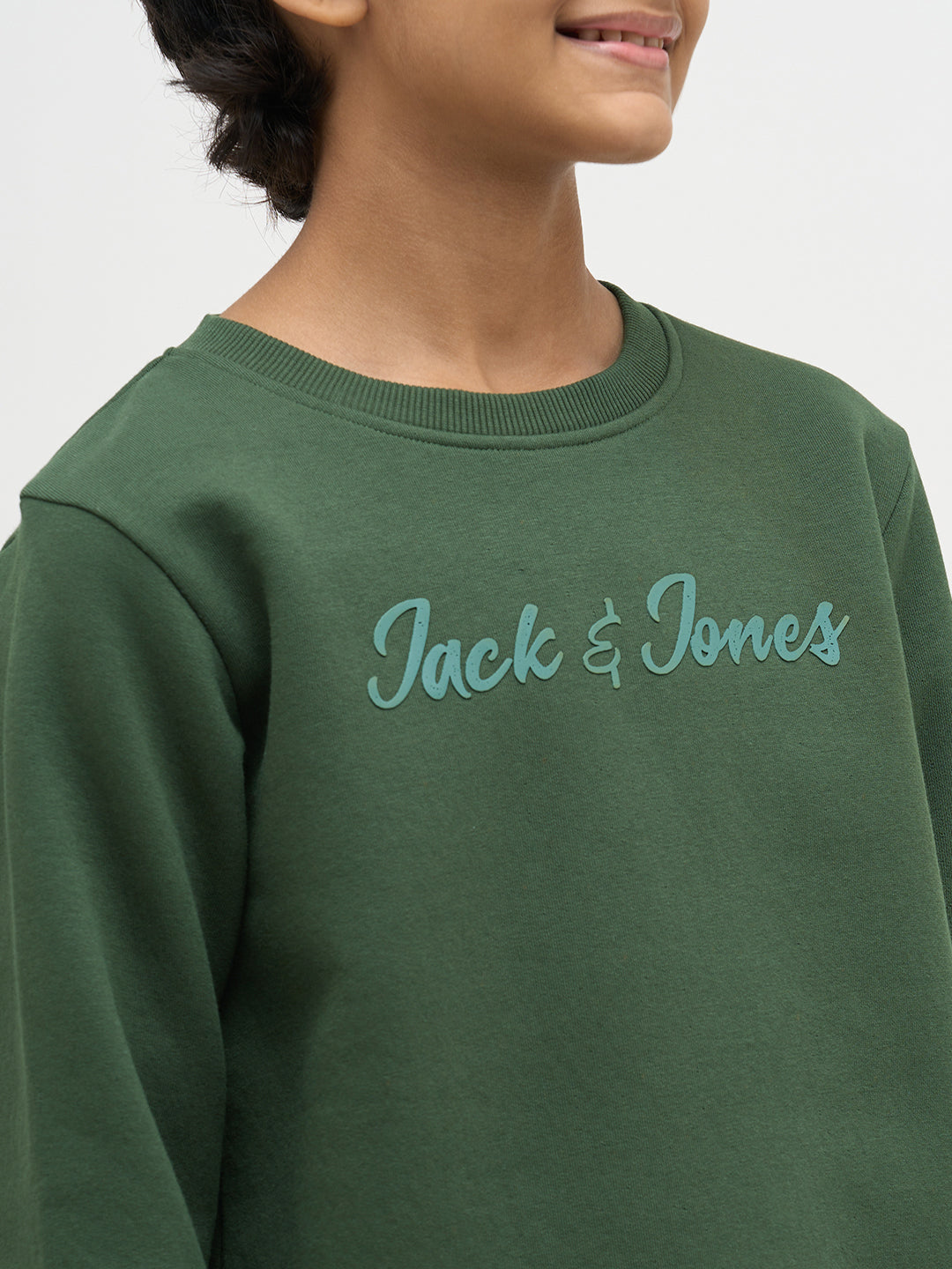 Boys Green Logo Text Sweatshirt