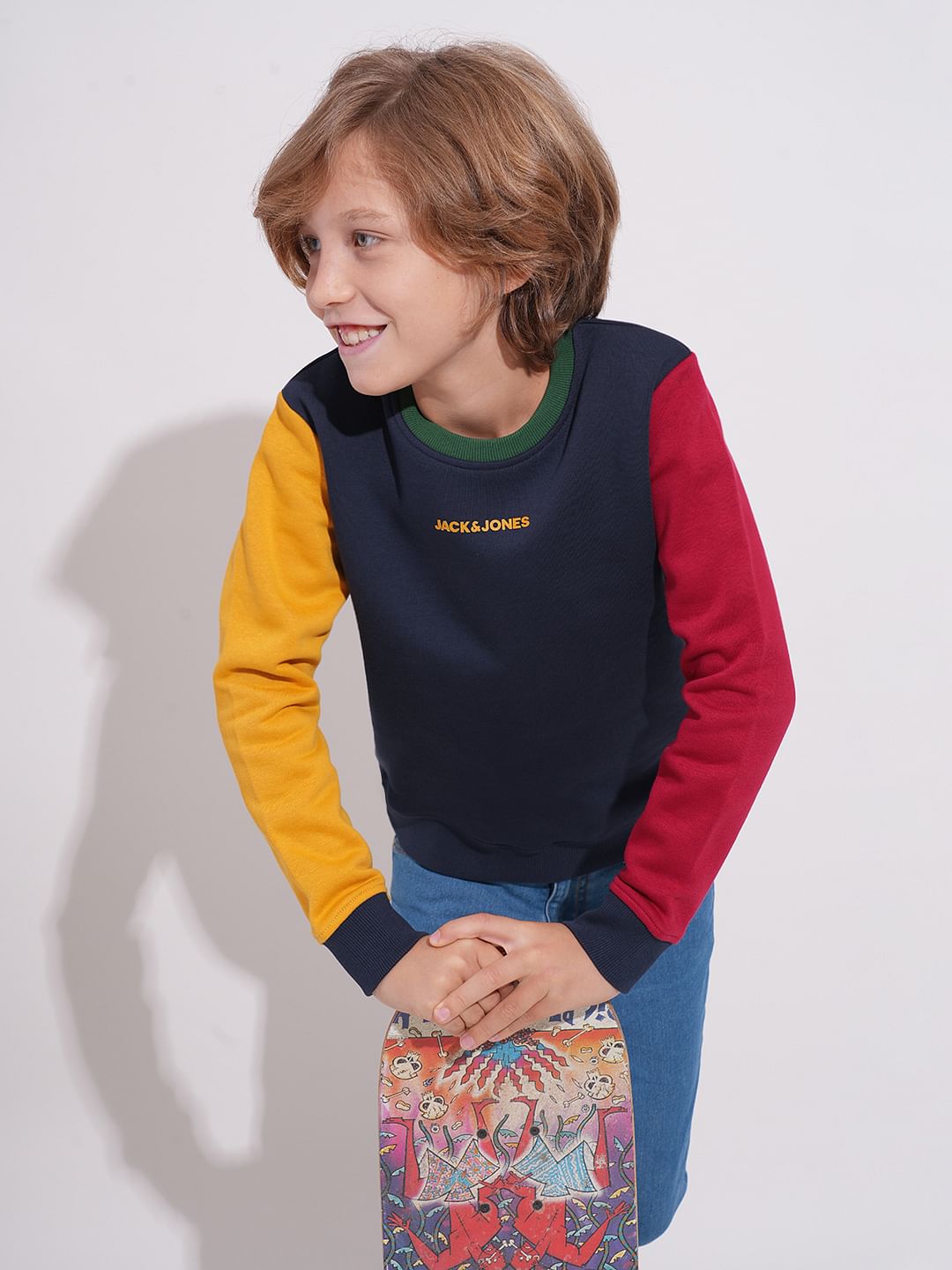 Boys Blue Colourblocked Sweatshirt